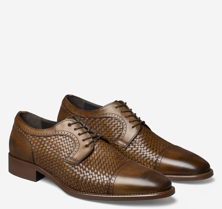 Johnston & Murphy Cormac Woven Cap Toe Snörskor Herr - MörkKhaki Finskor [NU7392418]